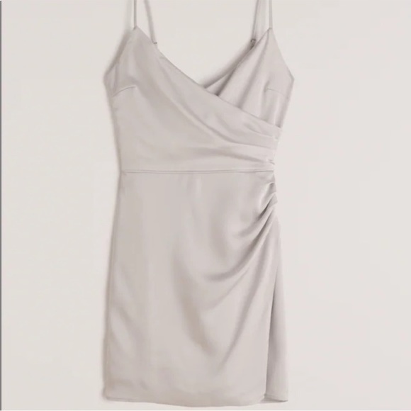 Abercrombie & Fitch Rouched Satin Mini Wrap Dress - Picture 2 of 5